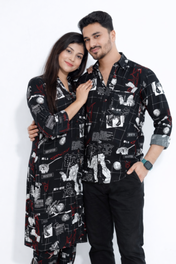 ✨ এক্সক্লুসিভ কাপল কম্বো সেট Black print Color