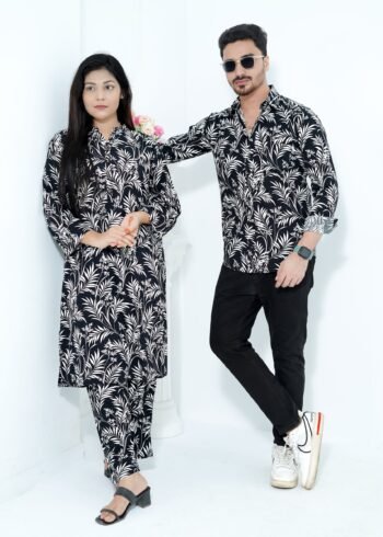 ✨ এক্সক্লুসিভ কাপল কম্বো সেট Black leef Color