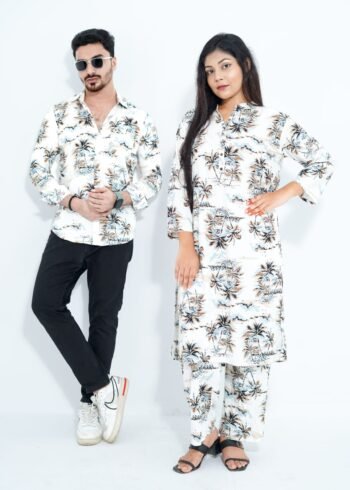 ✨ এক্সক্লুসিভ কাপল কম্বো সেট Beige Palm Color